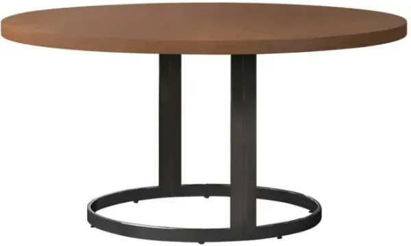 Marino Round Dining Table Natural Cherry And Chrome - Dark Brown
