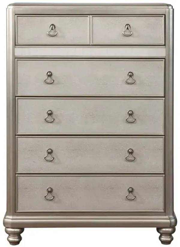 Bling Game - 6-Drawer Bedroom Chest - Metallic Platinum