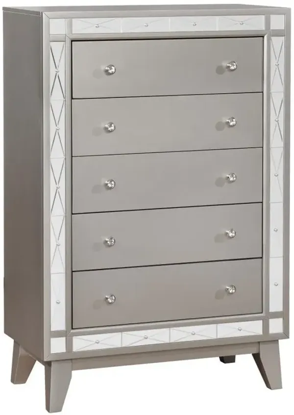 Leighton - 5-Drawer Bedroom Chest - Metallic Mercury