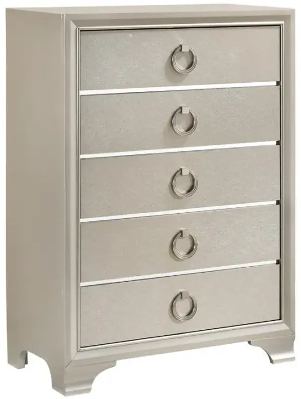 Salford - 5-Drawer Bedroom Chest - Metallic Sterling