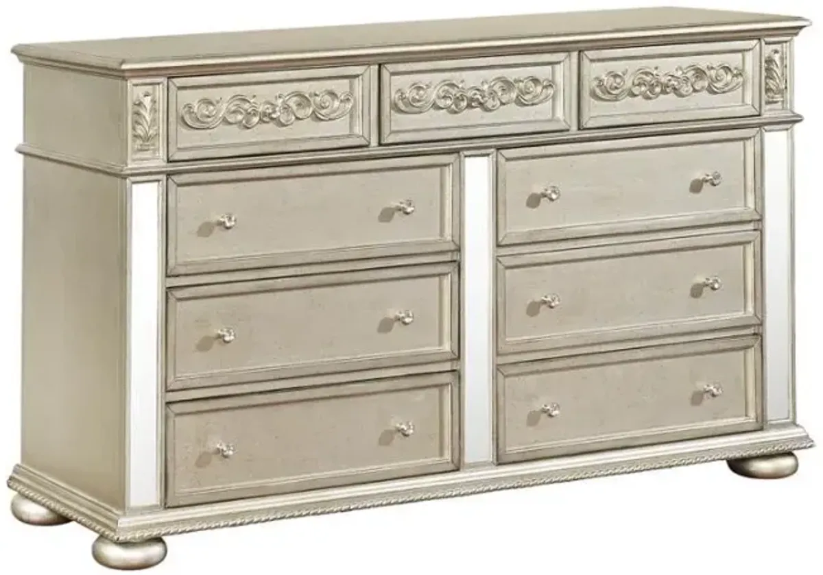 Heidi - 9-Drawer Dresser - Metallic Platinum