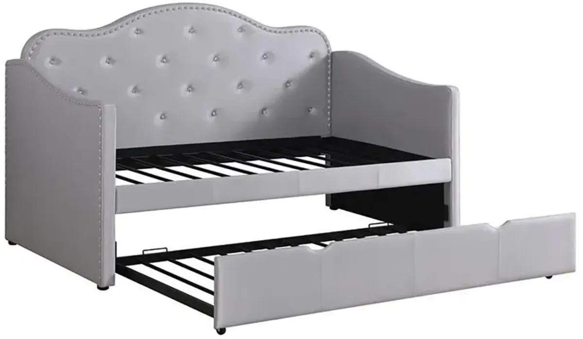 Elmore - Upholstered Twin Daybed With Trundle - Light Gray