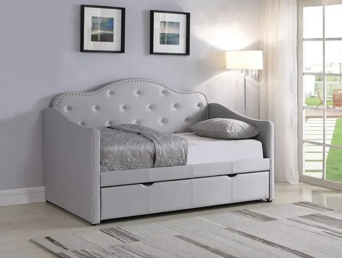 Elmore - Upholstered Twin Daybed With Trundle - Light Gray