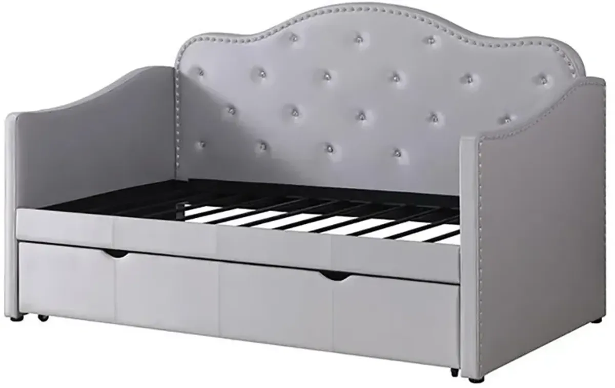 Elmore - Upholstered Twin Daybed With Trundle - Light Gray