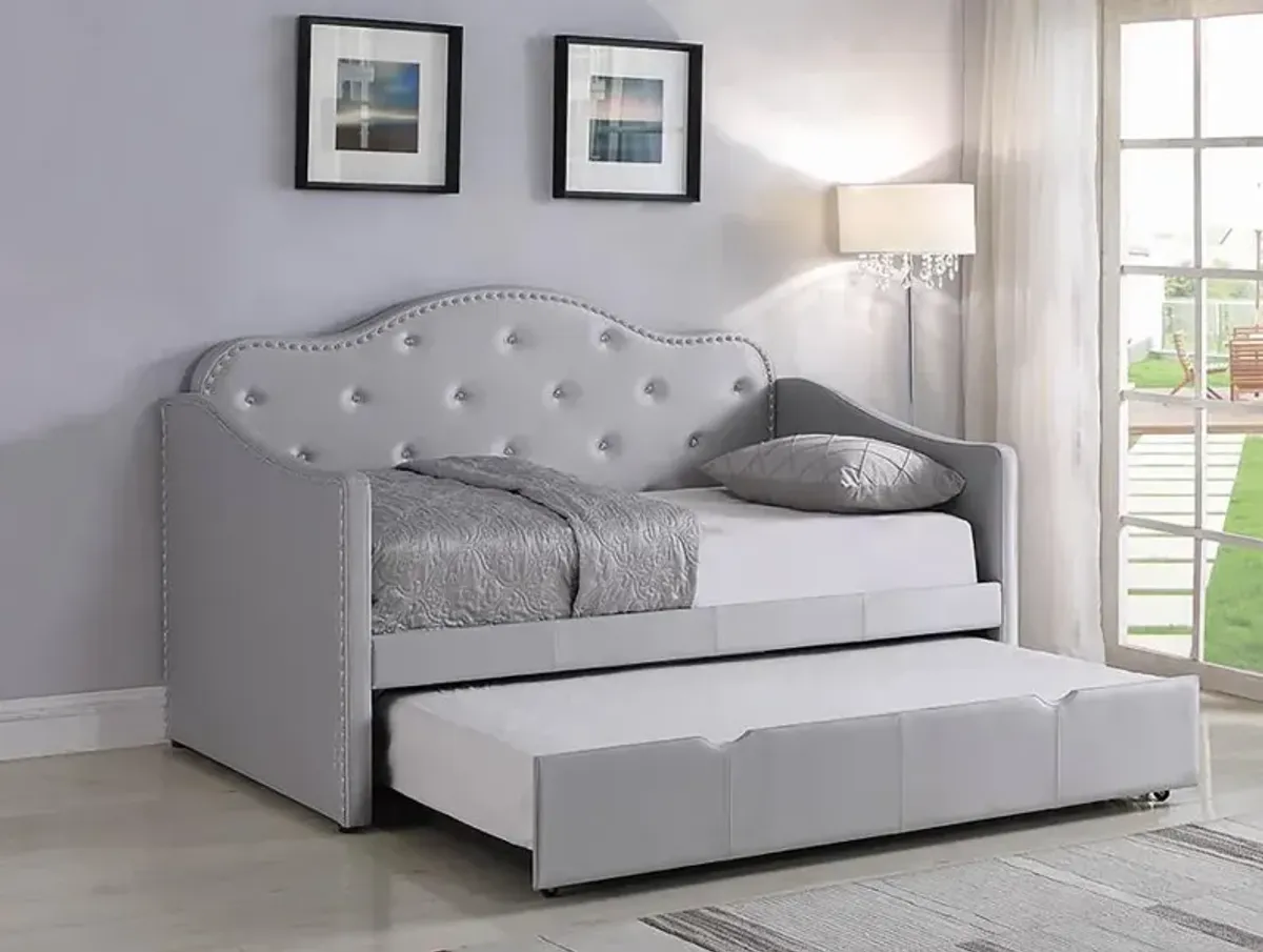 Elmore - Upholstered Twin Daybed With Trundle - Light Gray