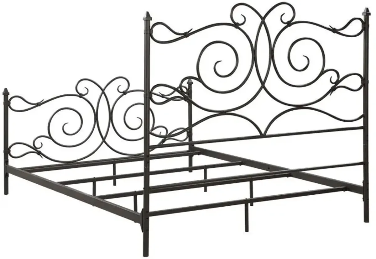 Parleys - Metal Eastern King Open Frame Bed - Dark Bronze