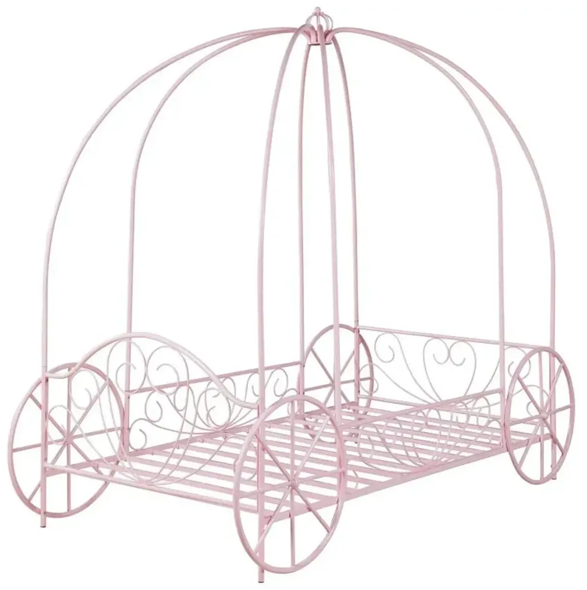 Massi - Metal Twin Canopy Bed - Powder Pink