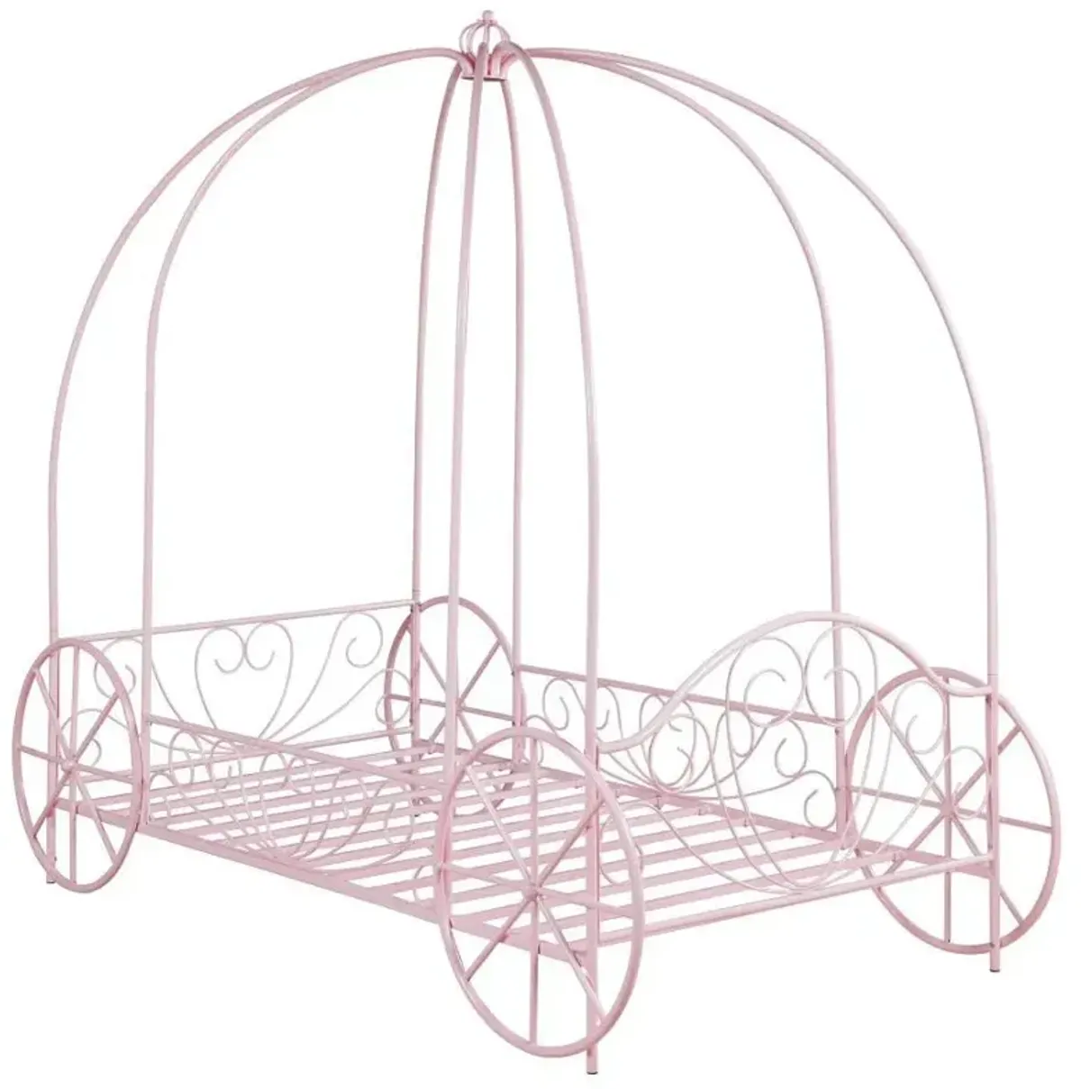 Massi - Metal Twin Canopy Bed - Powder Pink