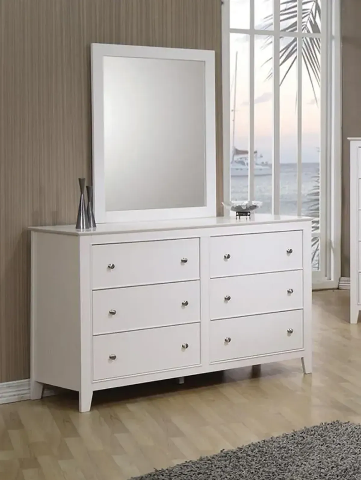 Selena - Dresser Mirror - Cream White