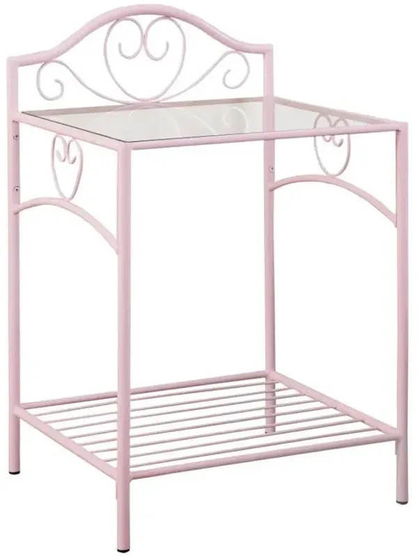 Massi - Metal 1-Shelf Nightstand - Powder Pink