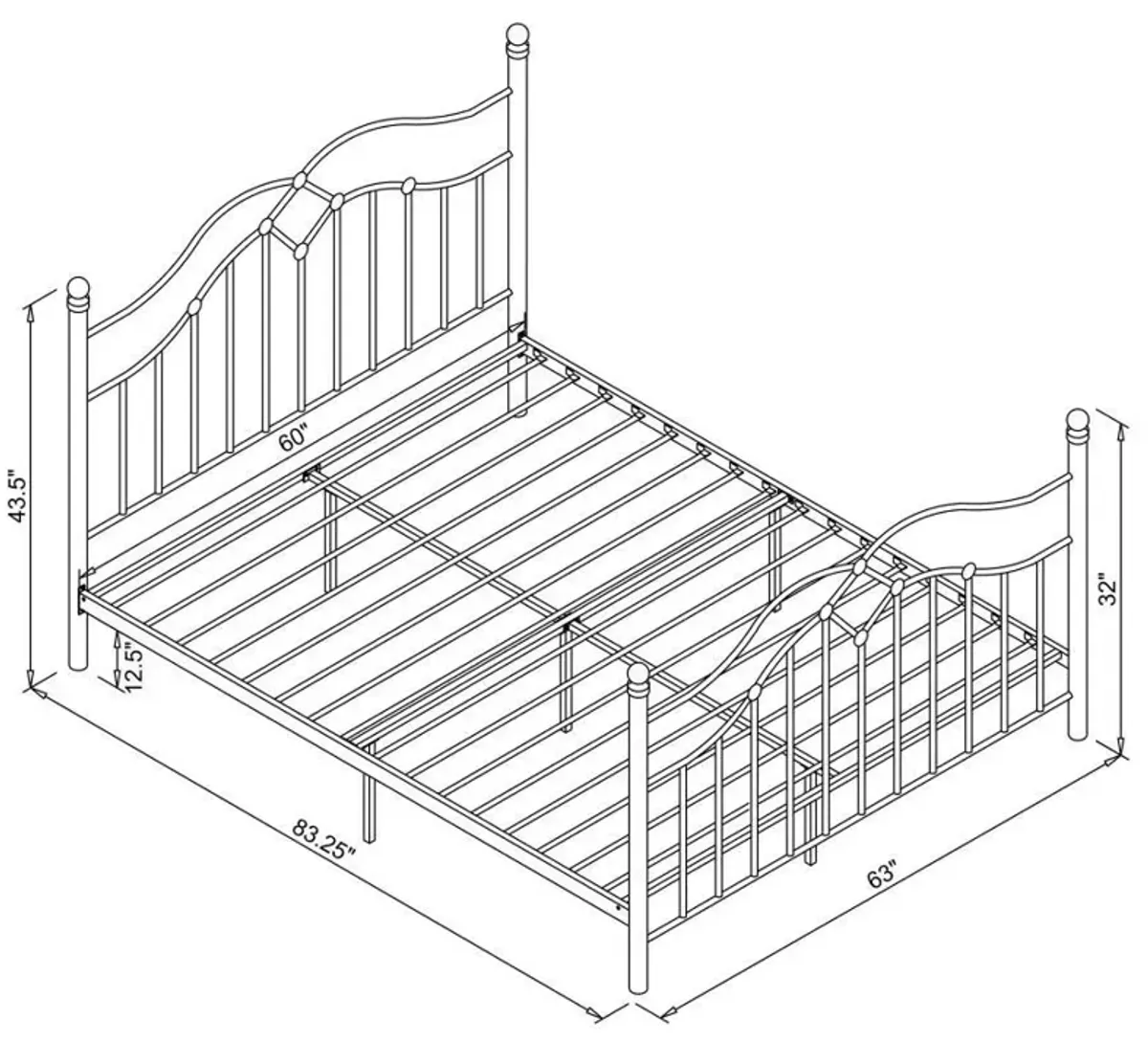 Klossen - Metal Queen Open Frame Bed - Black