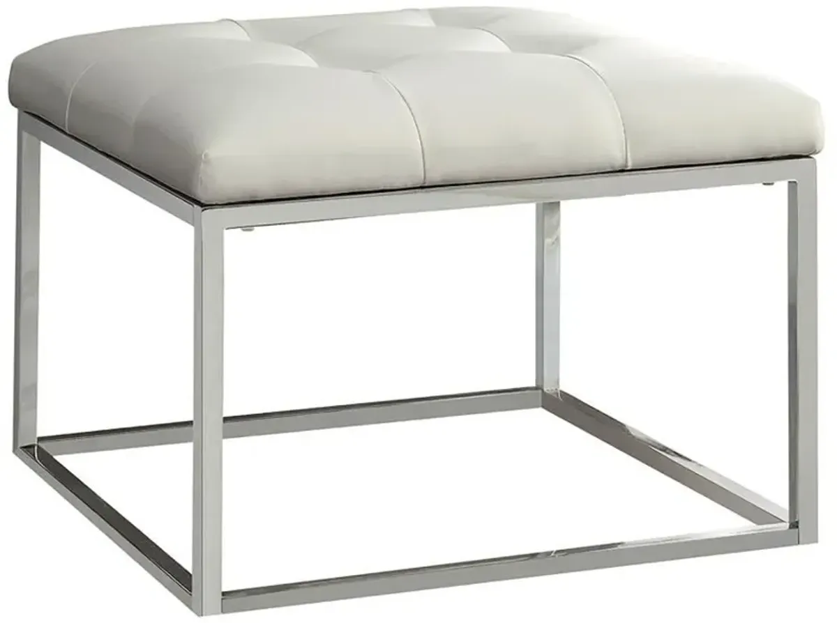 Swanson - Square Upholstered Tufted Ottoman - White