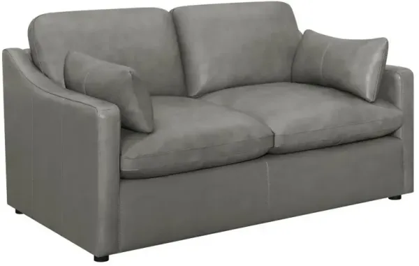 Grayson - Leather Upholstered Sloped Arm Loveseat - Gray