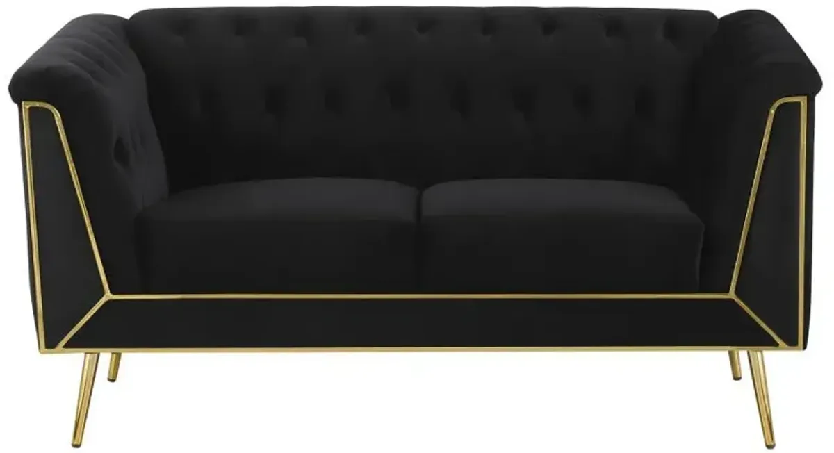 Holly - Upholstered Tuxedo Arm Tufted Loveseat - Black