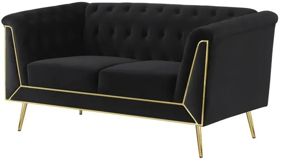 Holly - Upholstered Tuxedo Arm Tufted Loveseat - Black