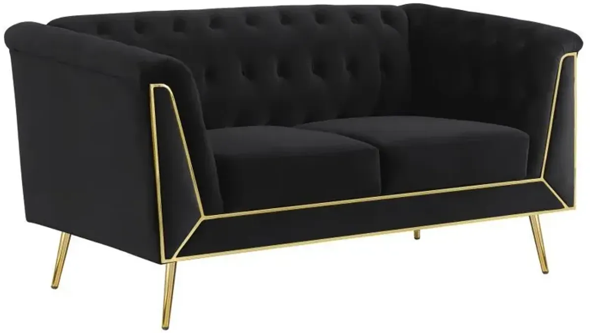 Holly - Upholstered Tuxedo Arm Tufted Loveseat - Black