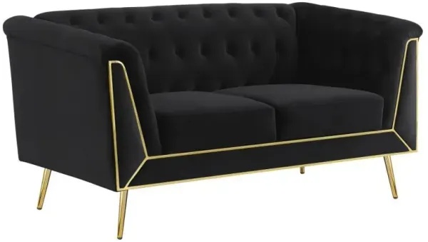 Holly - Upholstered Tuxedo Arm Tufted Loveseat - Black