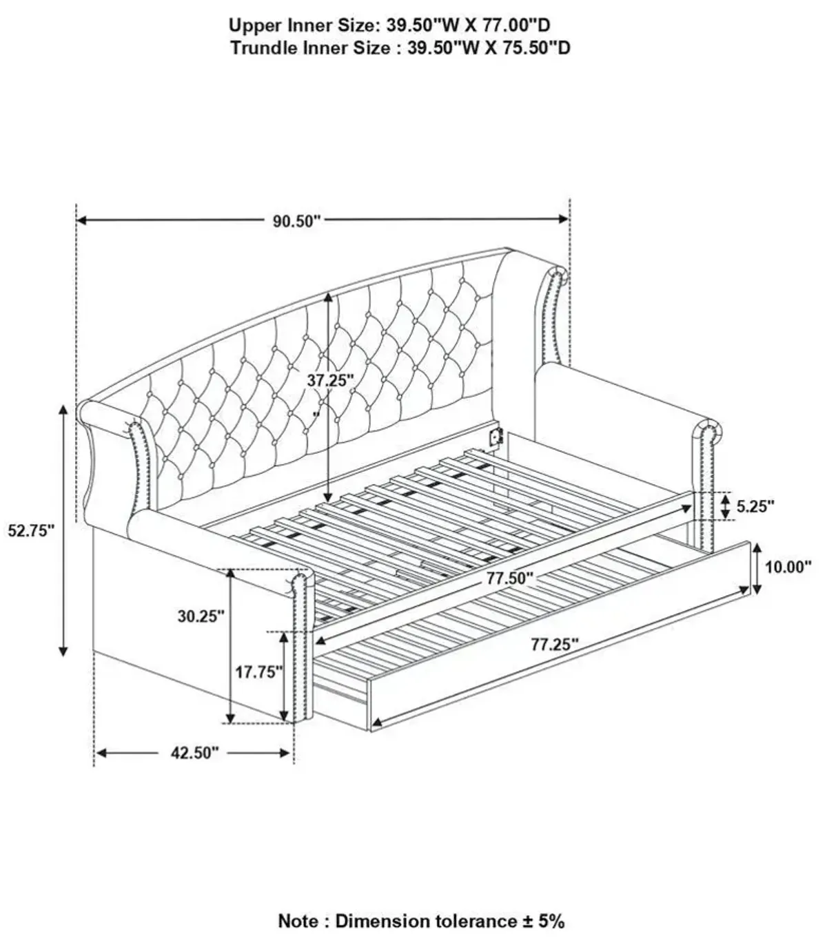 Scarlett - Upholstered Daybed With Trundle