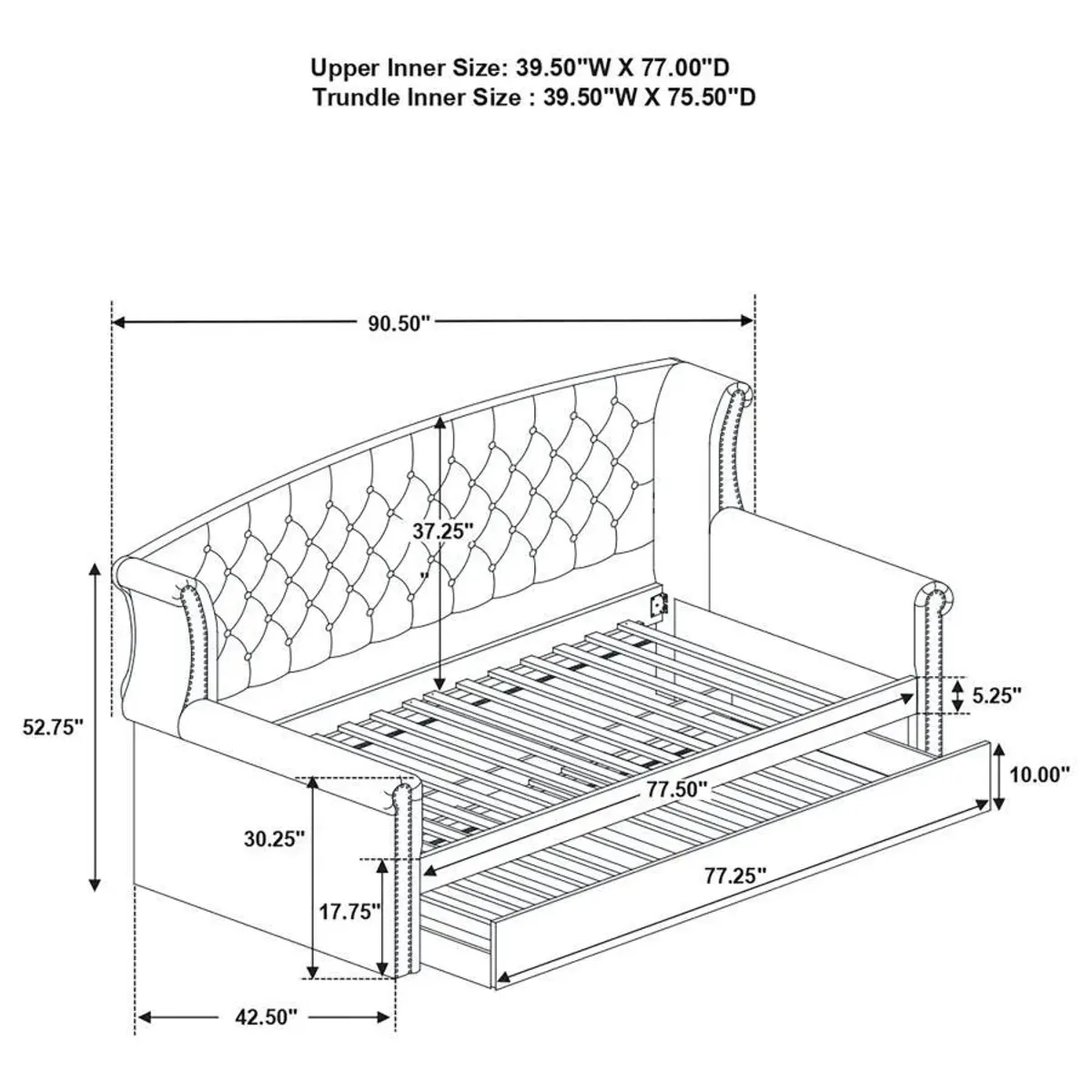 Scarlett - Upholstered Daybed With Trundle