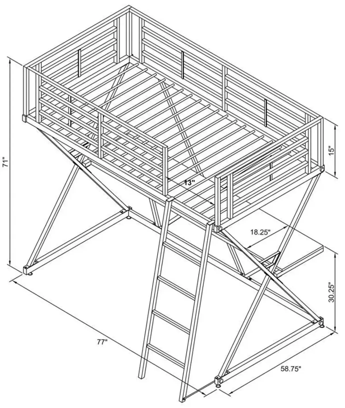 Hyde - Metal Workstation Loft Bed