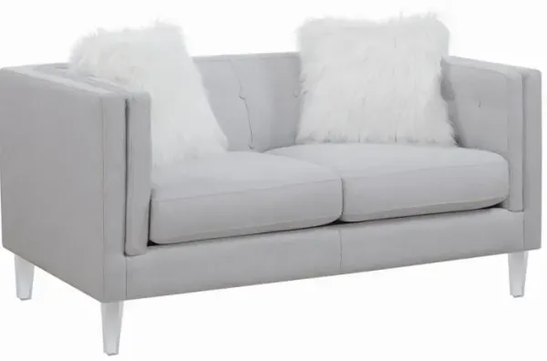 Glacier - Tufted Upholstered Loveseat - Pearl Silver