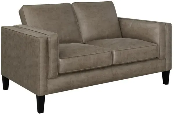 Locke - Upholstered Track Arms Loveseat - Vintage Brown