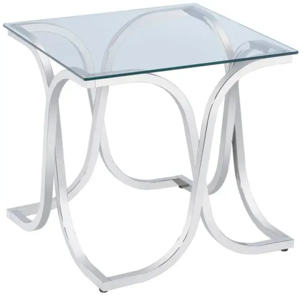 Tess - Curved X-Shaped End Table - Pearl Silver