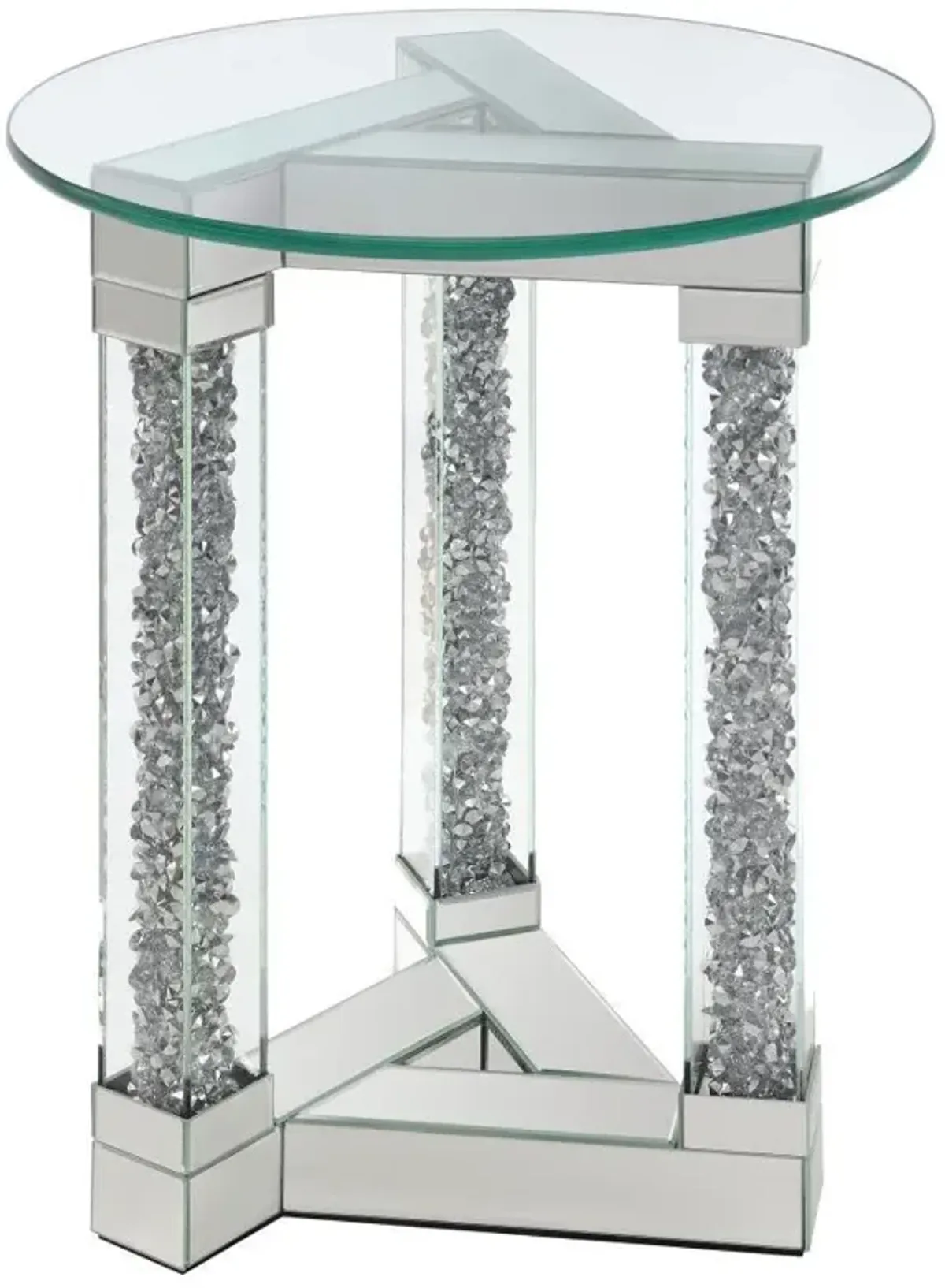 Octave - Square Glass Top Mirrored Acrylic End Table - Silver