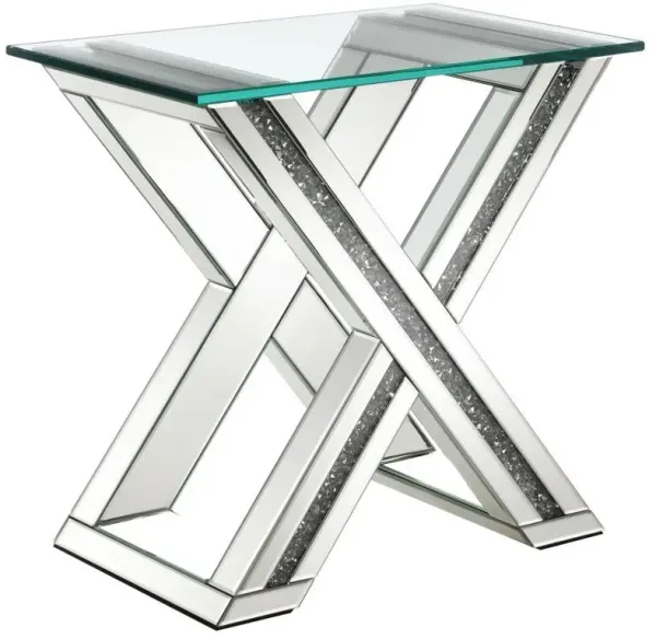 Bonnie - Rectangular Mirrored Glass Top End Table - Silver
