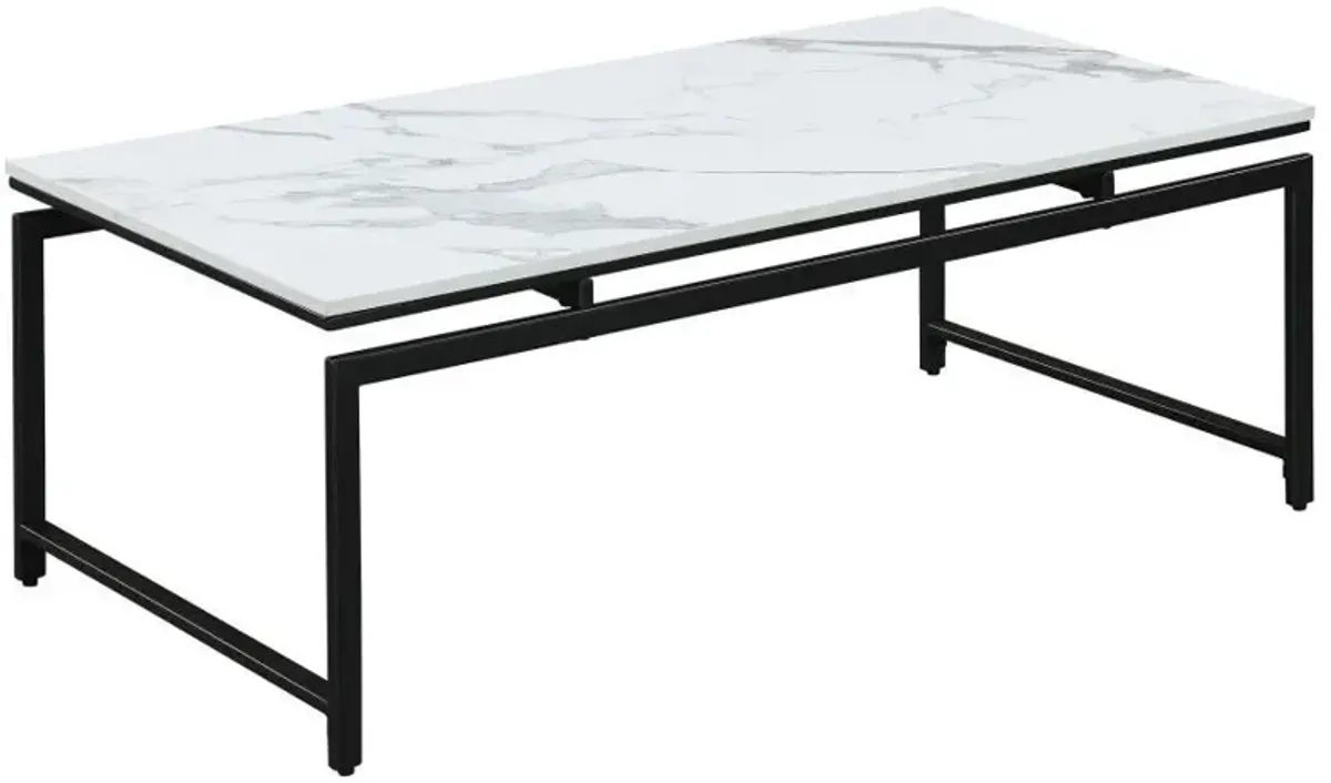 Clark - 3 Piece Faux Marble Top Coffee Table Set - White