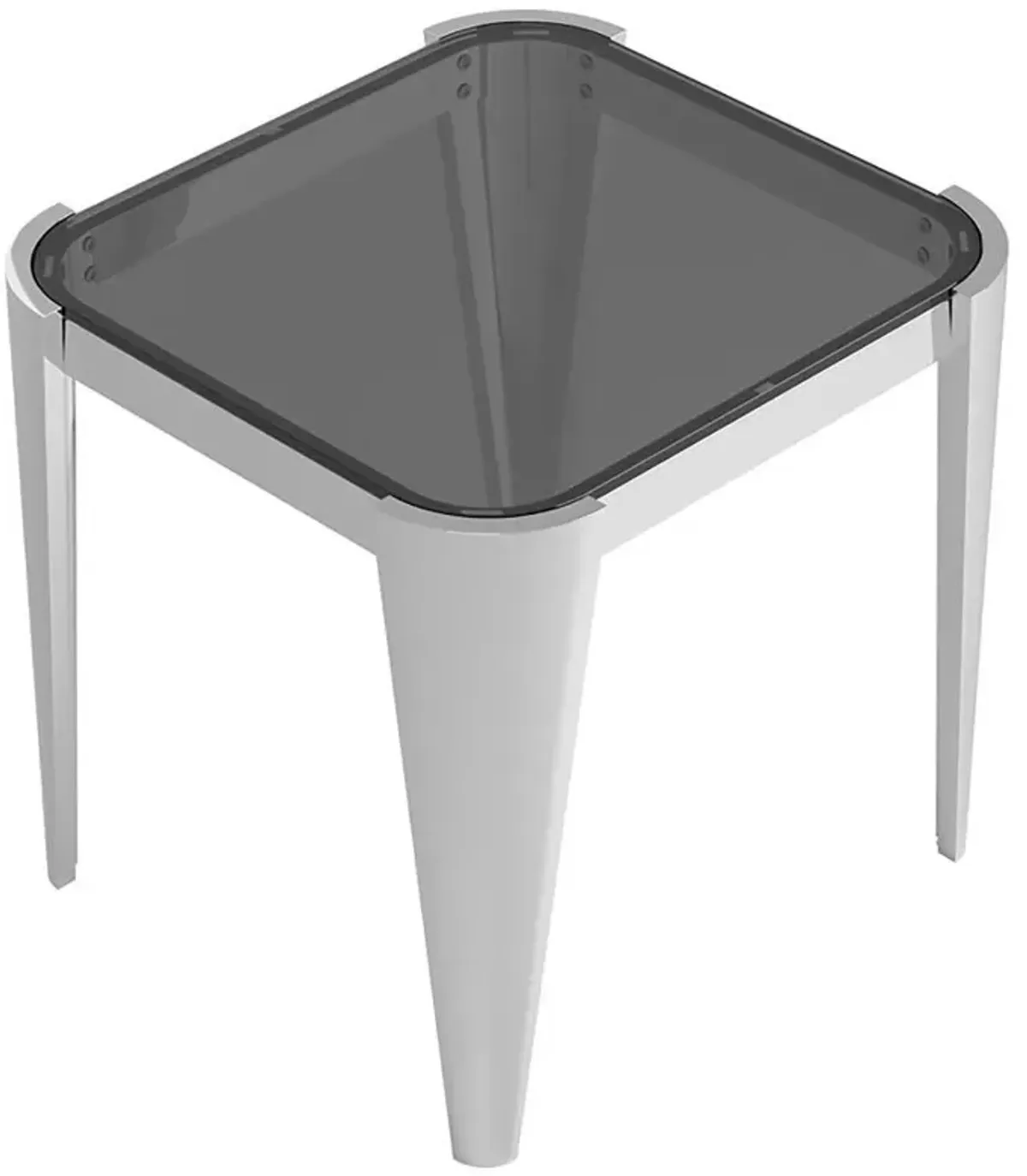 Desmond - Square Glass Top End Table - Pearl Silver