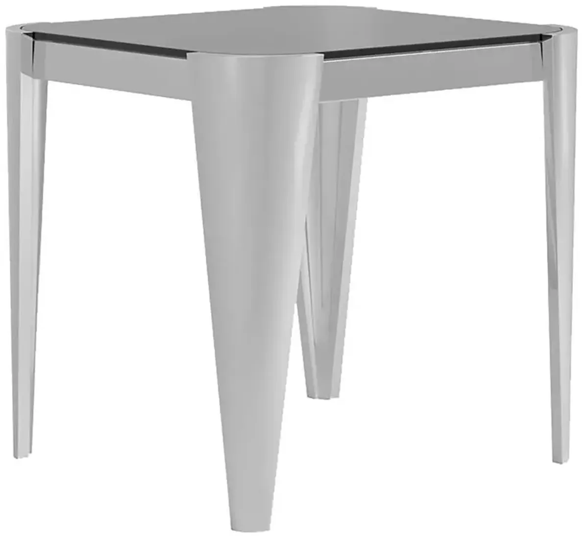 Desmond - Square Glass Top End Table - Pearl Silver