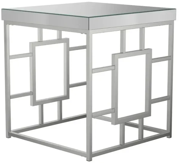Dafina - Square Mirrored Top Side End Table - Chrome