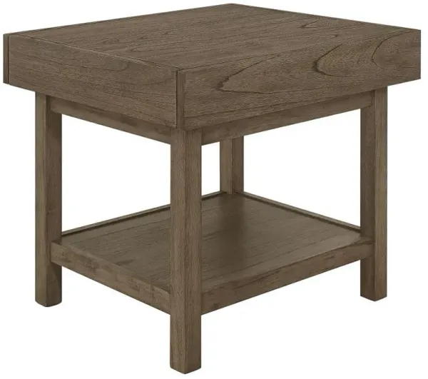 Owen - Rectangle End Table With Shelf - Brown