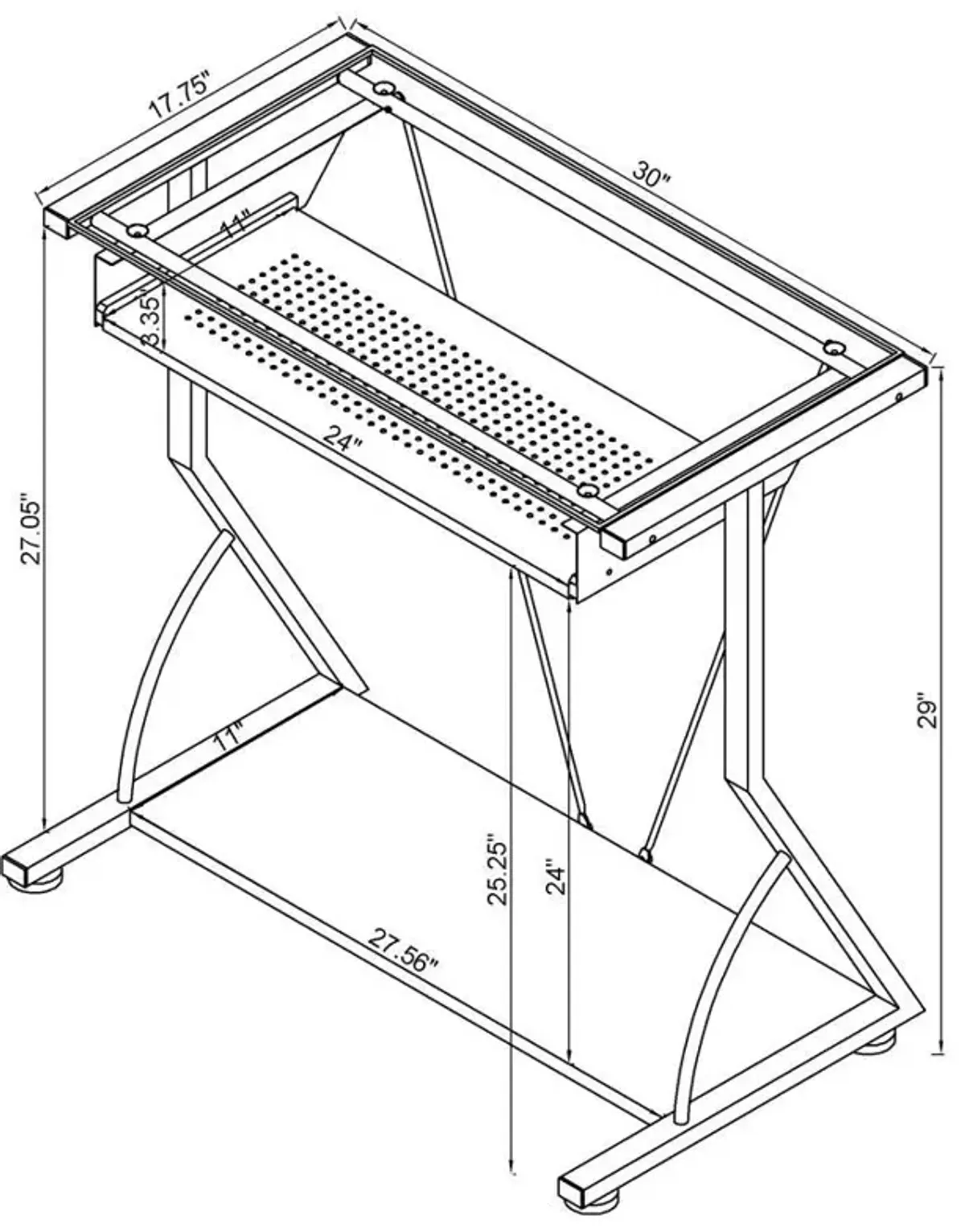 Alastair - Computer Desk With Keyboard Tray - Black