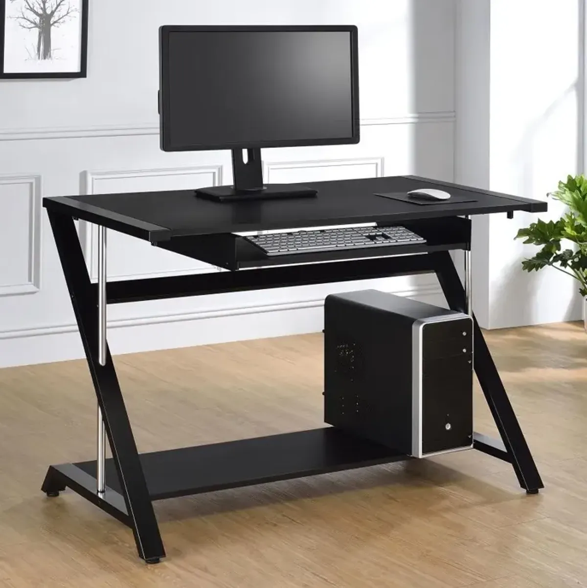 Mallet - Office Computer Desk With Keyboard Tray - Black