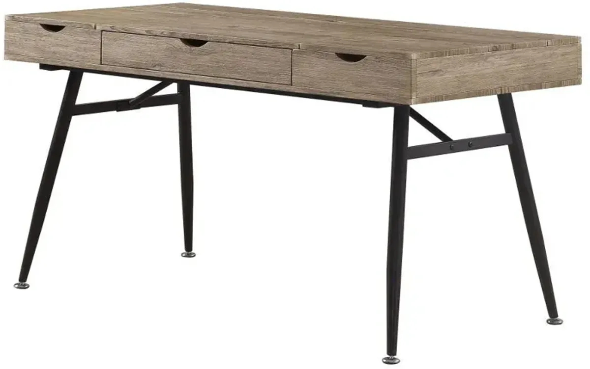 Rafael - 1-Drawer Desk With Storage - Rustic Driftwood