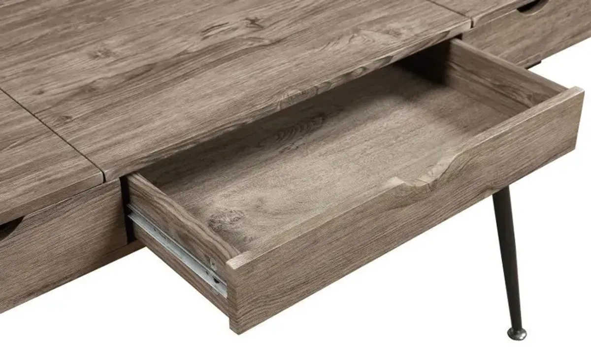 Rafael - 1-Drawer Desk With Storage - Rustic Driftwood