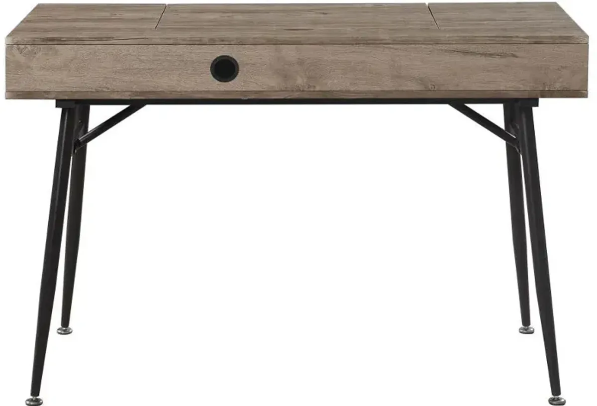 Rafael - 1-Drawer Desk With Storage - Rustic Driftwood