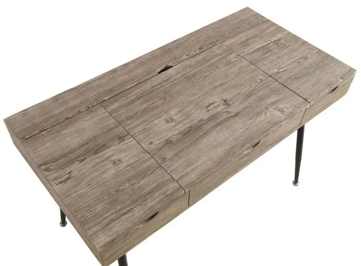 Rafael - 1-Drawer Desk With Storage - Rustic Driftwood