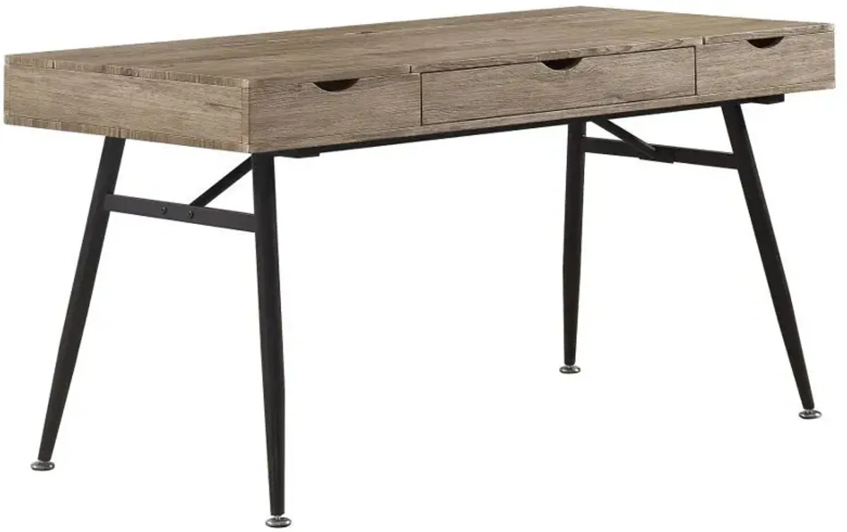 Rafael - 1-Drawer Desk With Storage - Rustic Driftwood