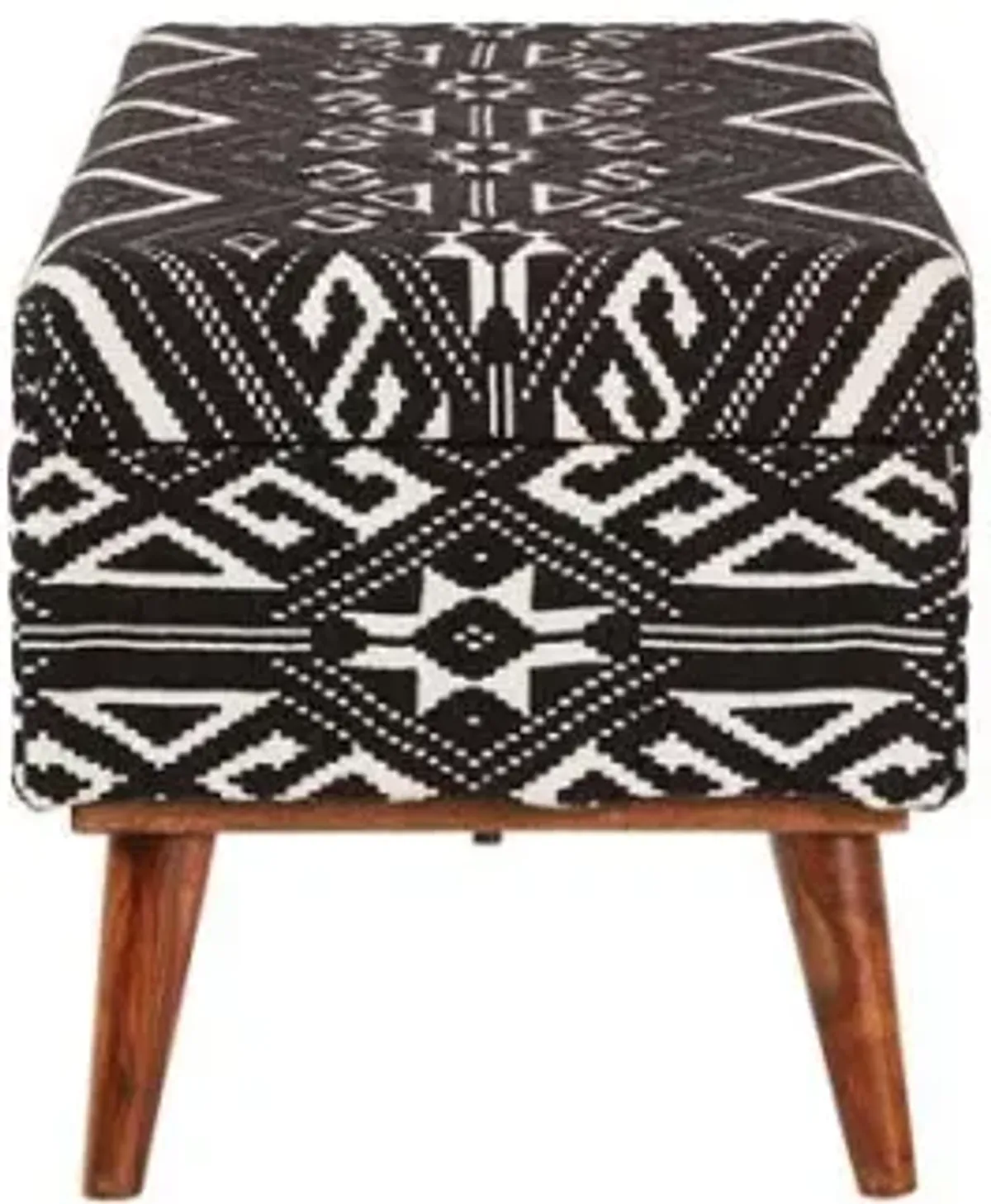 Cababi - Tribal Fabric Upholstered Accent Storage Bench - Black