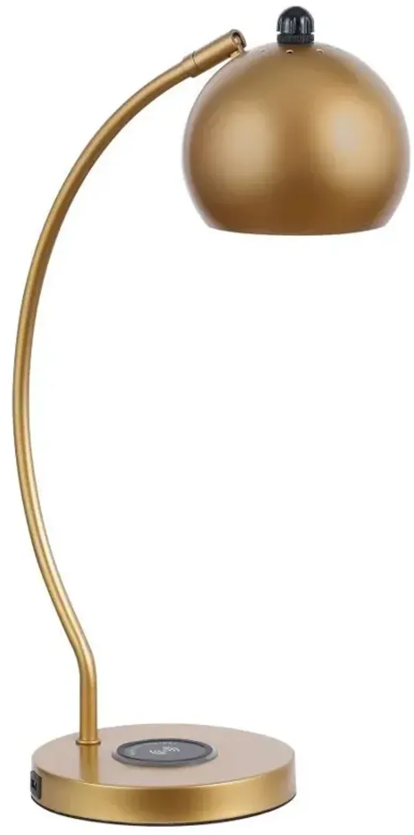 Andreas - Study Table With Wireless Charger Lamp - Gold