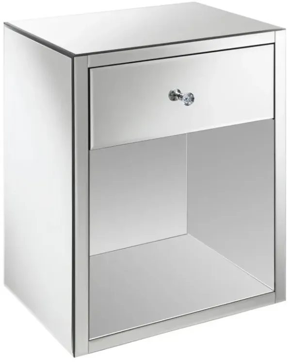 Coquette - 1-Drawer Mirrored Accent Side Table - Silver