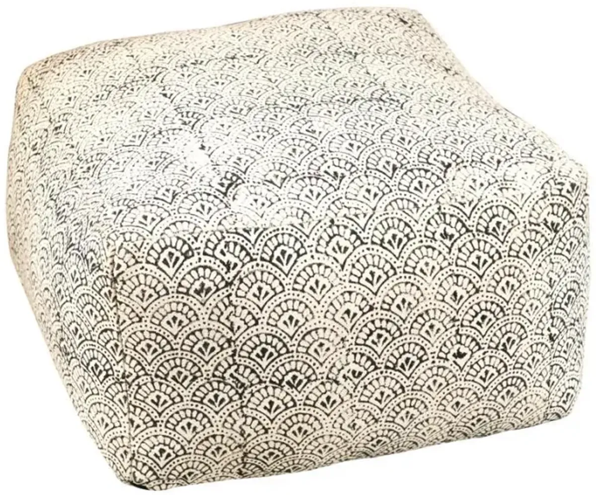 Landry - Square Upholstered Floor Pouf - Cream And Black