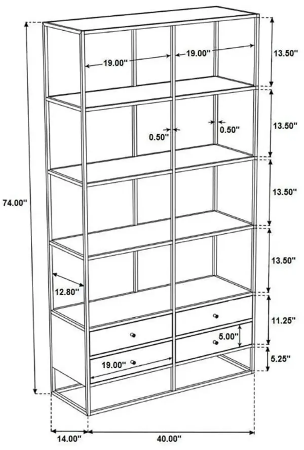 Belcroft - 4-Drawer Storage Bookshelf - Natural Acacia