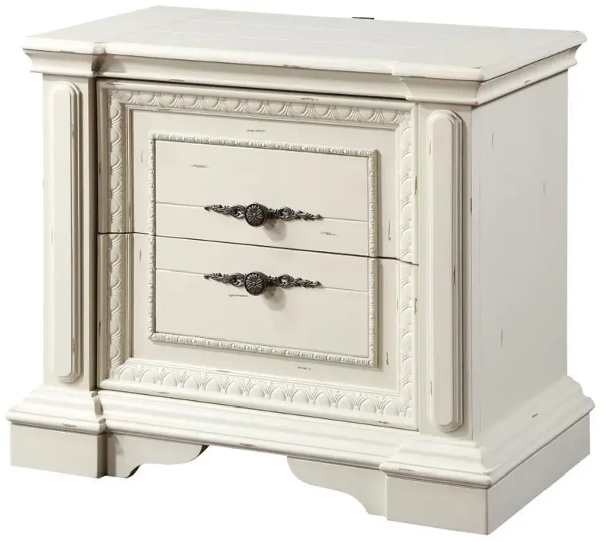 Evelyn - 2-Drawer Nightstand - Distressed White