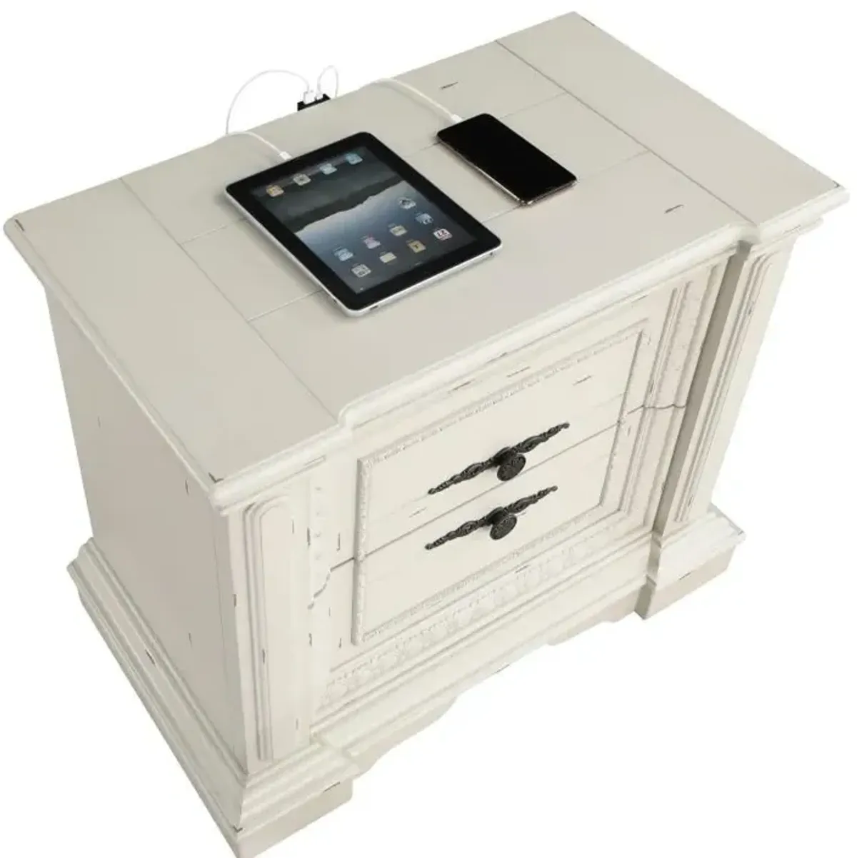 Evelyn - 2-Drawer Nightstand - Distressed White