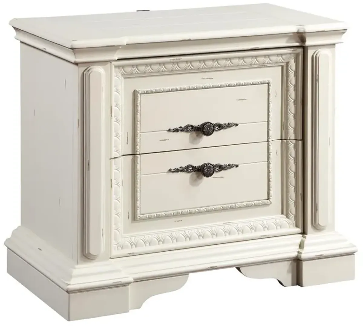 Evelyn - 2-Drawer Nightstand - Distressed White