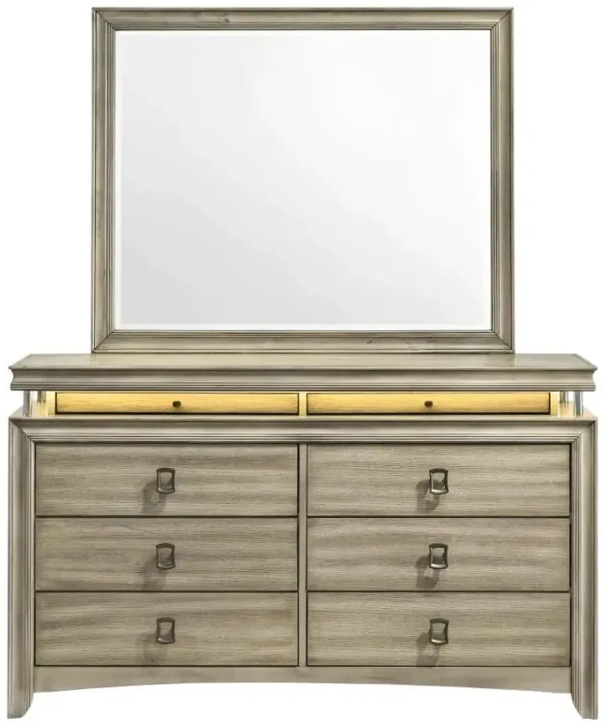 Giselle - 8-Drawer Dresser With Mirror - Rustic Beige